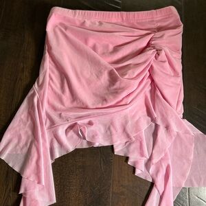 Women’s Pink Ruched Asymmetrical Layered Skort
